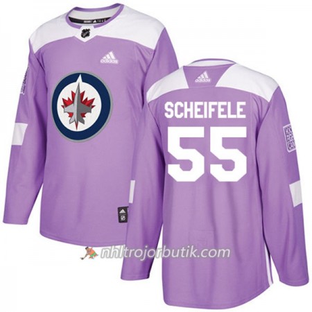 Män Ishockey Winnipeg Jets Tröja Mark Scheifele 55 Adidas 2017-2018 Lila Fights Cancer Practice Authentic
